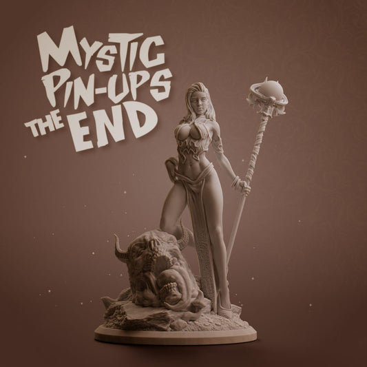 Zaria | Female Fantasy miniature Witch Mystic pin up miniature 3D Resin printed model | 75mm | by Nomad Sculpts