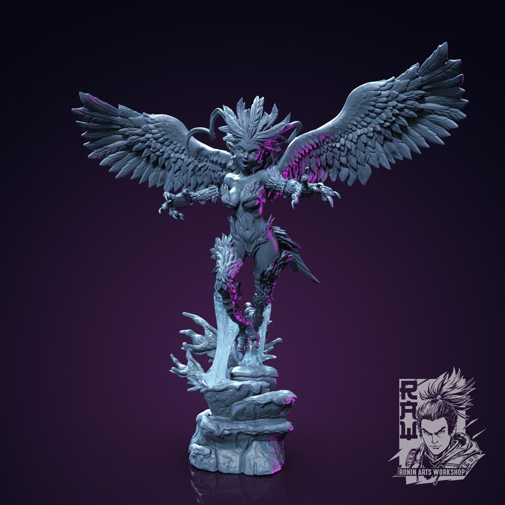 Royal Harpy Dhyla | Female Fantasy Pin-up Siren Monstergirl Miniature | 54mm / 75mm | by RoninArtsWorkshop