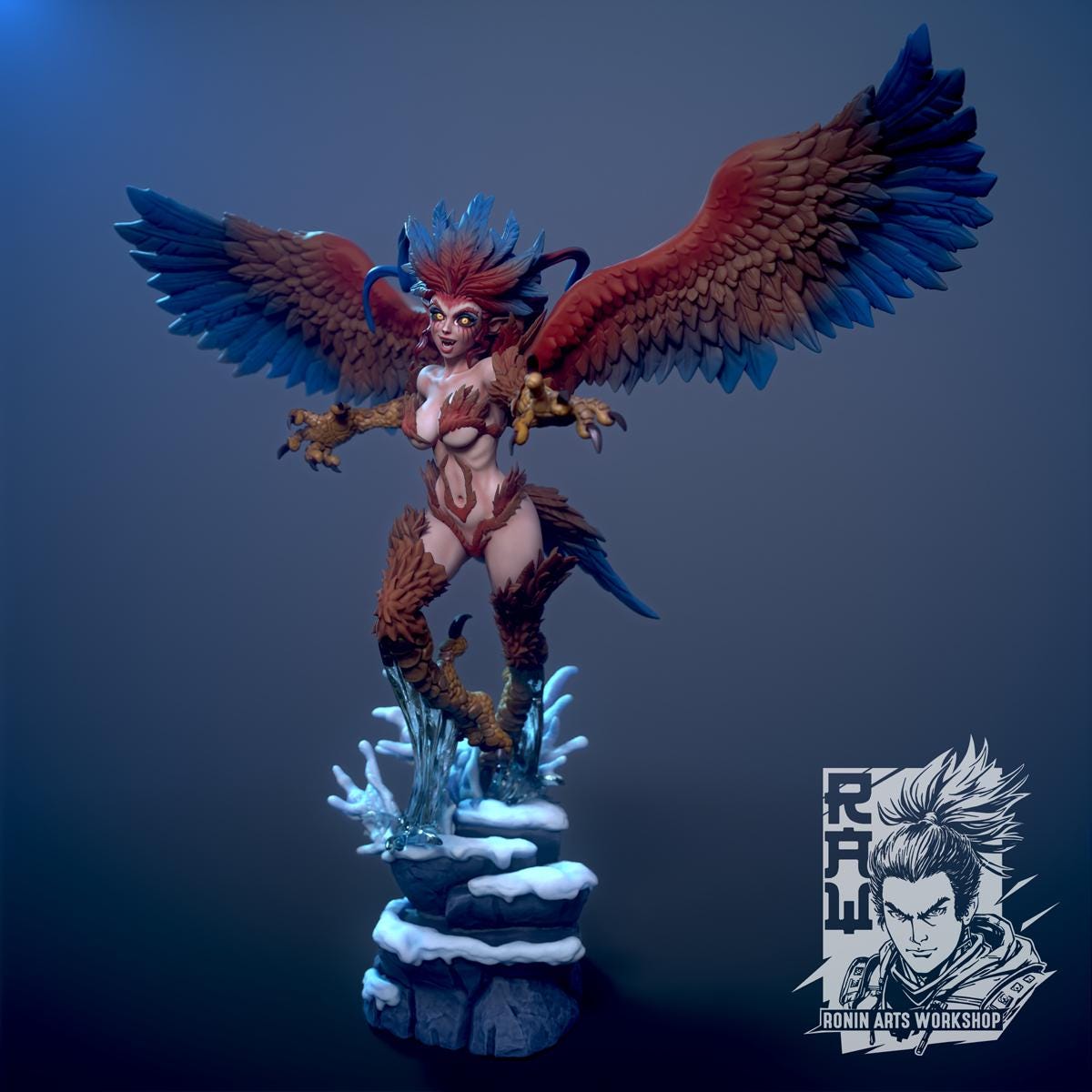 Royal Harpy Dhyla | Female Fantasy Pin-up Siren Monstergirl Miniature | 54mm / 75mm | by RoninArtsWorkshop