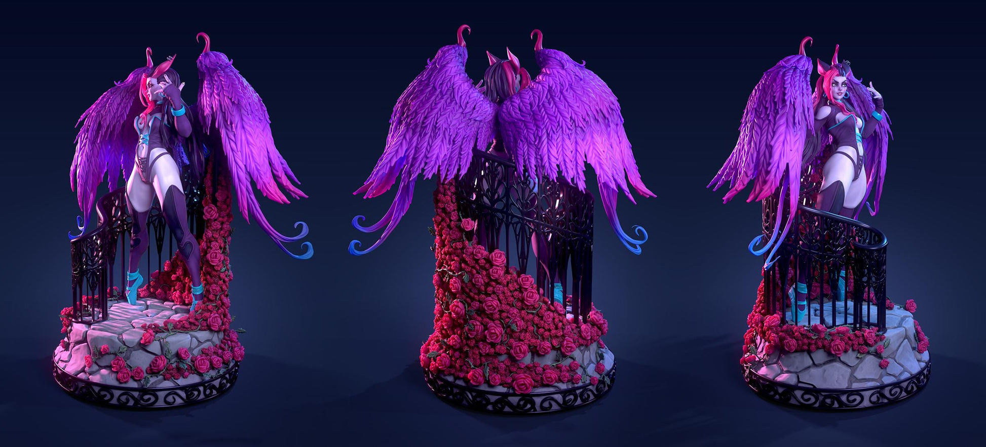 Angie | Female Fantasy Fallen Angel Collectible Pin-up Miniature | 75mm | by RoninArtsWorkshop