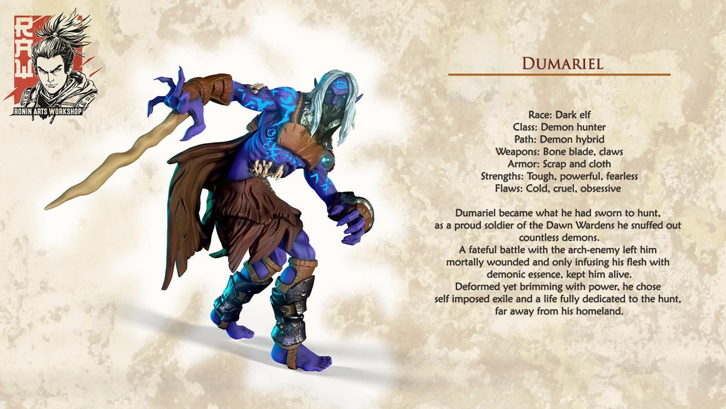 Dumariel | Fantasy DnD Darkelf Demon Collectible Miniature | 54mm / 75mm | by RoninArtsWorkshop