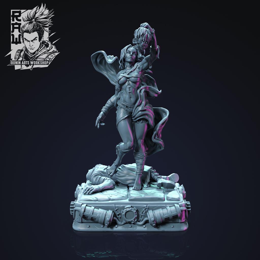 Nenia Rising | DnD Fantasy Female Bride of Frankenstein Collectible Miniature | 54mm / 75mm | by RoninArtsWorkshop