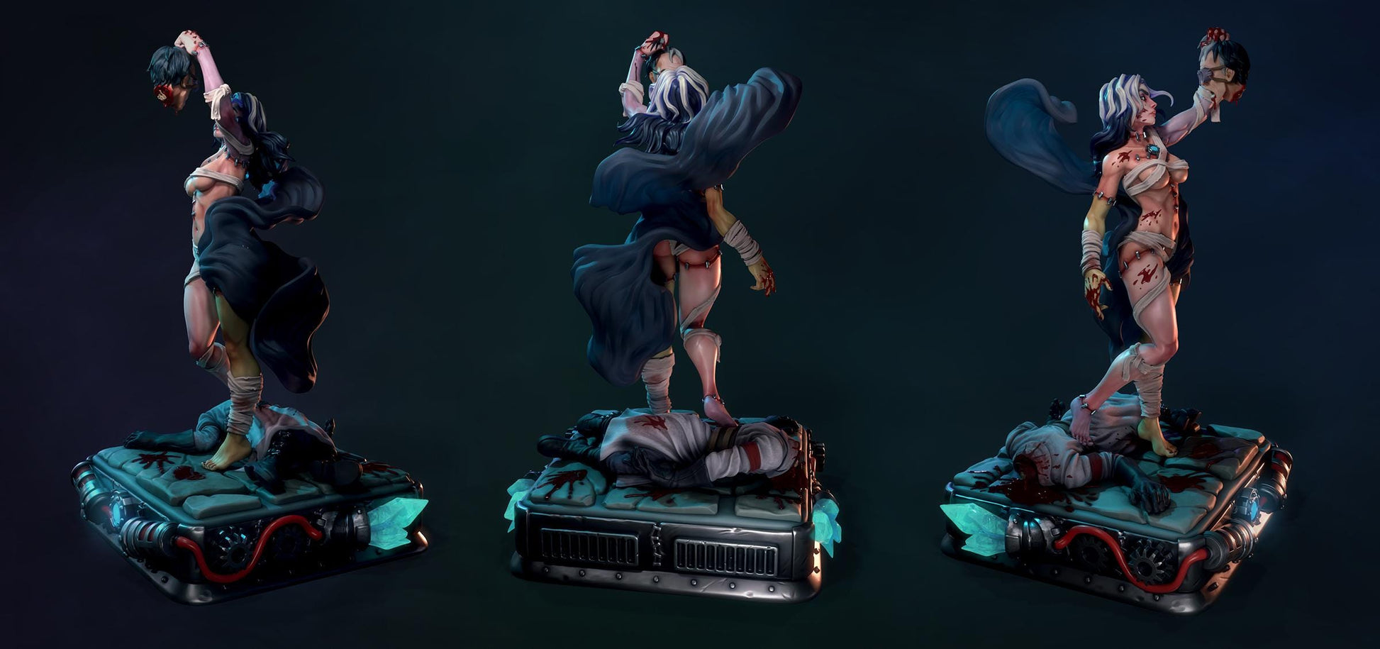 Nenia Rising | DnD Fantasy Female Bride of Frankenstein Collectible Miniature | 54mm / 75mm | by RoninArtsWorkshop