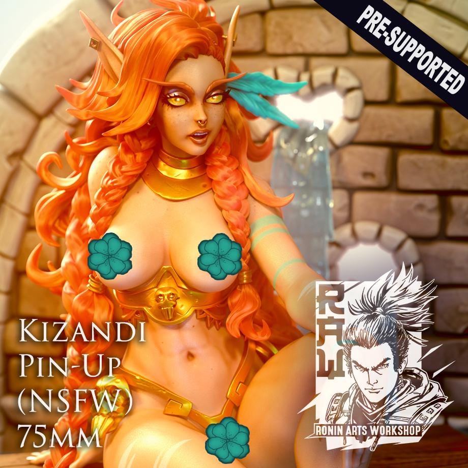 Kizandi | DnD Female Fantasy Elf Collectible Miniature | 54mm / 75mm | by RoninArtsWorkshop