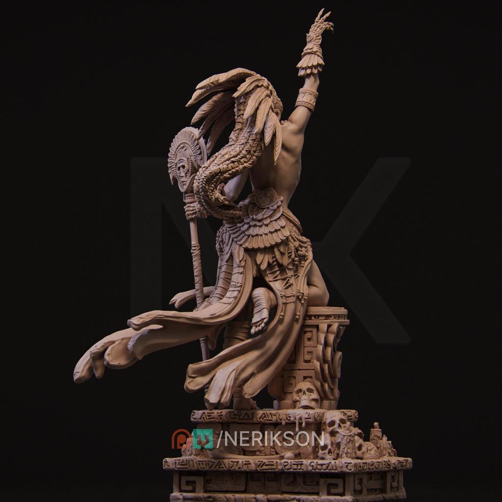 Necalin the Priestess of Death | Female Fantasy Aztec Witch Collectible Miniature Statue | 75mm / 140mm | by Nerikson