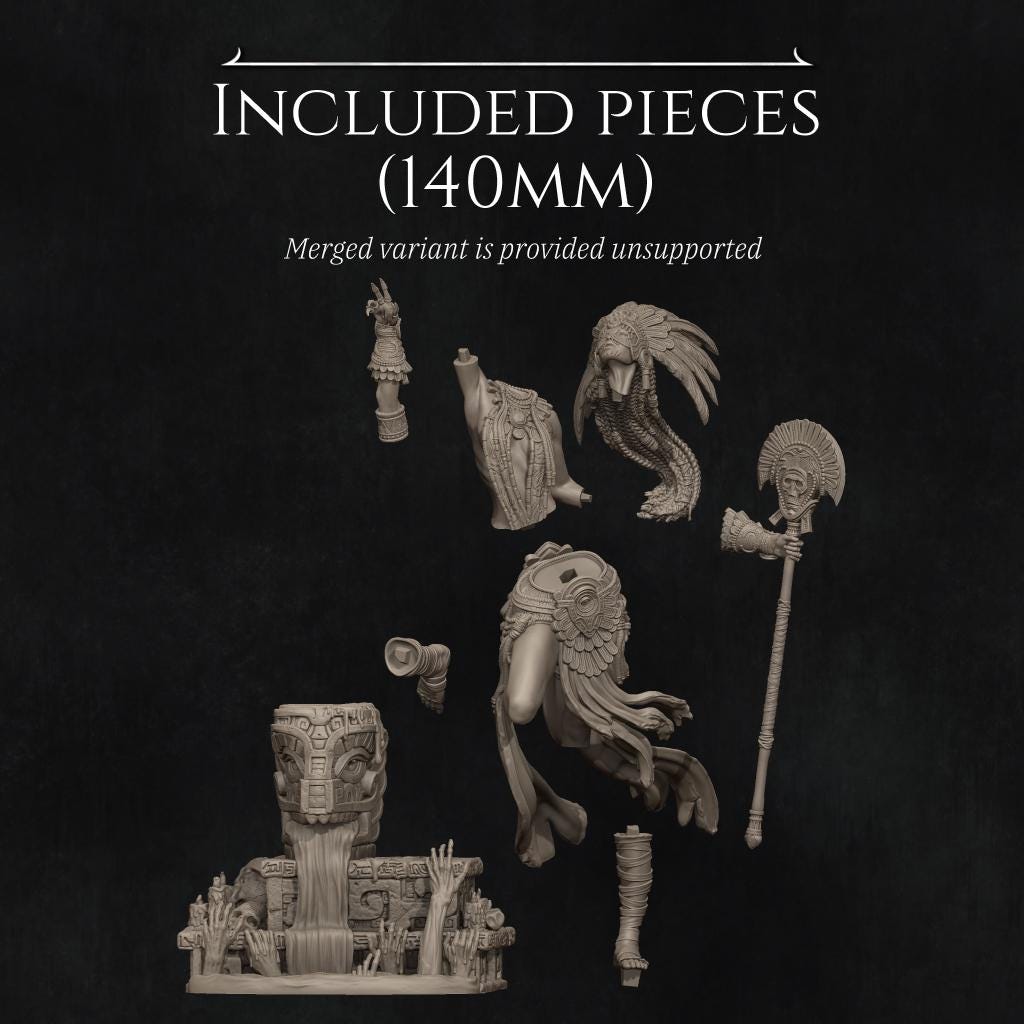 Necalin the Priestess of Death | Female Fantasy Aztec Witch Collectible Miniature Statue | 75mm / 140mm | by Nerikson