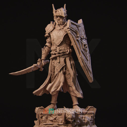Undead Knight | by Nerikson from WintersailMiniatures: a 32mm detailed STL model of a medieval armored knight with sword and shield on a rocky base, ideal for tabletop games or collectors, crafted in the signature Nerikson style.