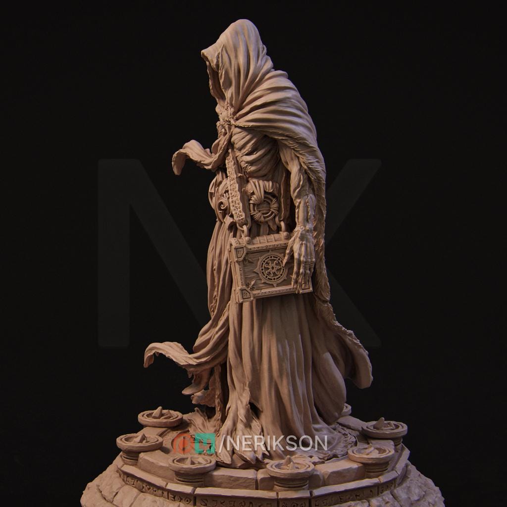 Undead Sorcerer | DnD Ghoul Lich Wizard Collectible Monster Miniature | 35mm / 75mm | by Nerikson