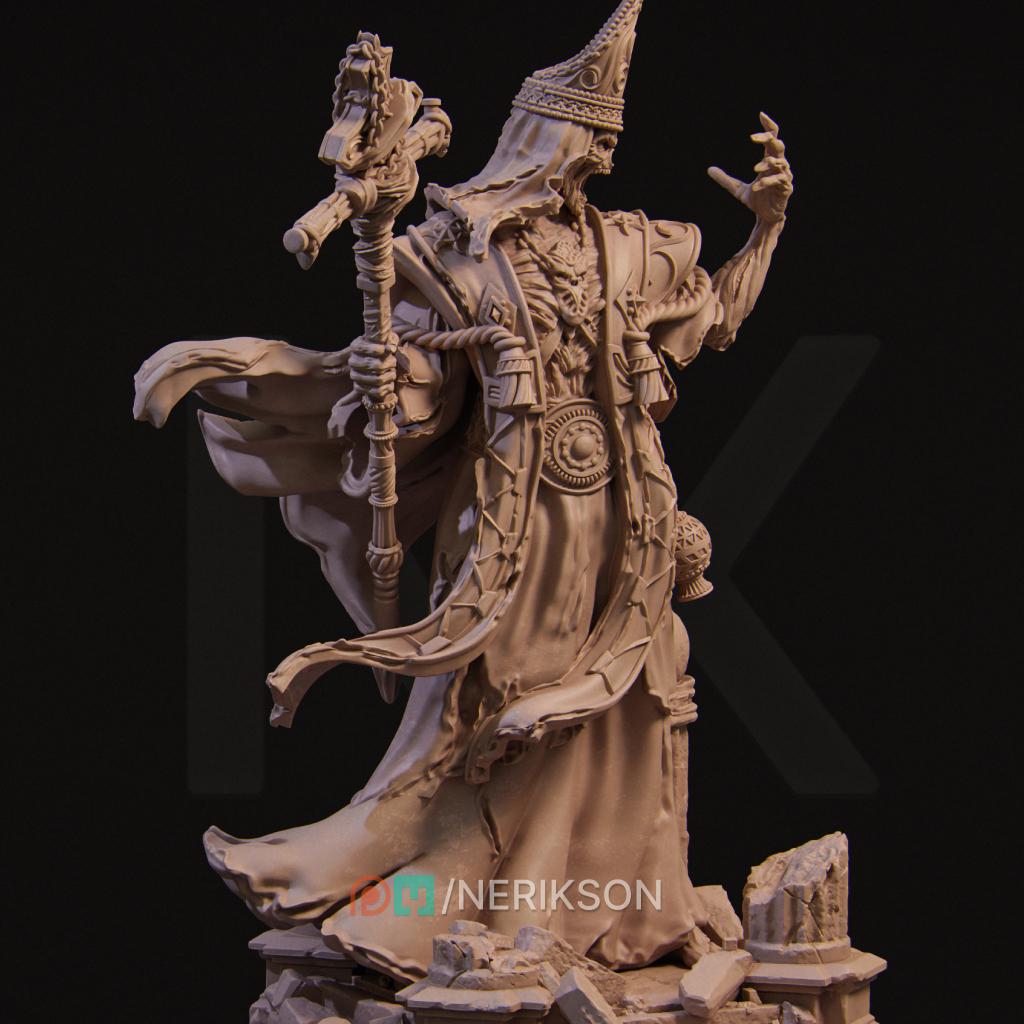 Undead Priest | DnD Ghoul Lich Wizard Collectible Monster Miniature | 35mm / 75mm | by Nerikson