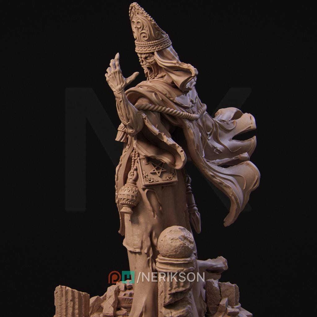 Undead Priest | DnD Ghoul Lich Wizard Collectible Monster Miniature | 35mm / 75mm | by Nerikson