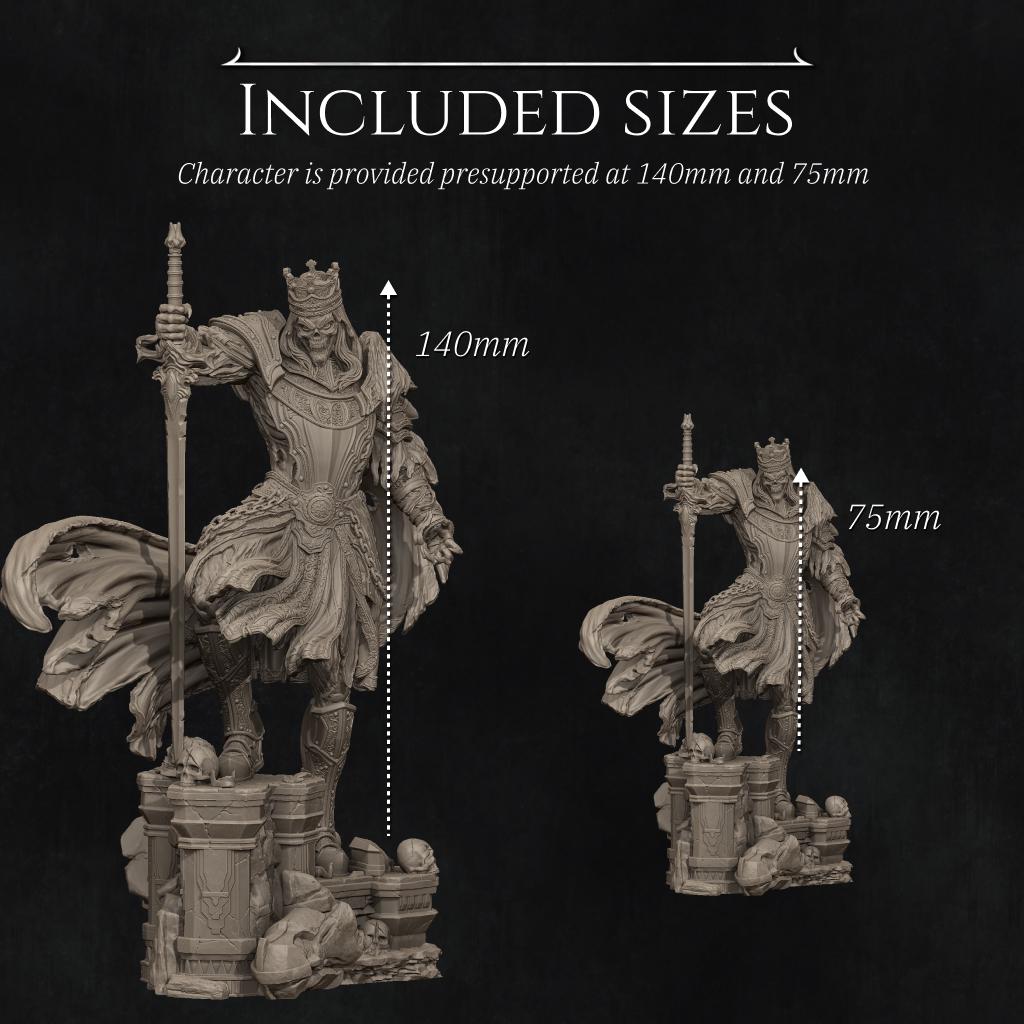 Shattered King | Undead Skeleton Knight Knight Draugr Collectible Miniature Statue | 75mm / 140mm | by Nerikson