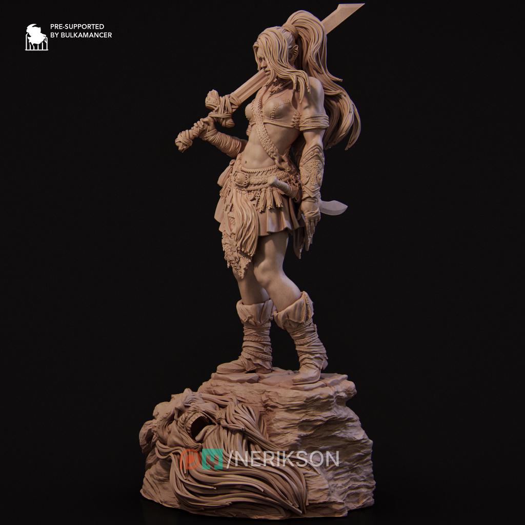 Lia the Barbarian | Female Fantasy Fighter Barbarian Collectible Miniature Statue | 75mm / 140mm | by Nerikson