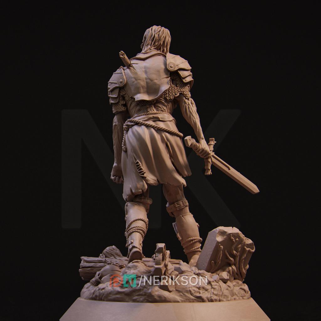 Skeleton Warrior | DnD Undead Bone Knight Collectible Monster Miniature | 35mm / 75mm | by Nerikson