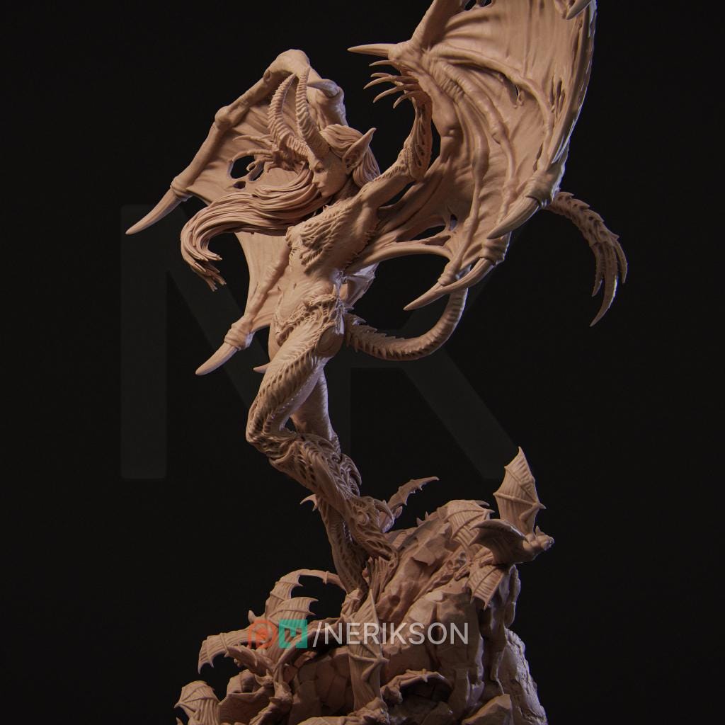 Rylana the Succubus | Female Fantasy Demoness Collectible Miniature Statue | 75mm / 140mm | by Nerikson