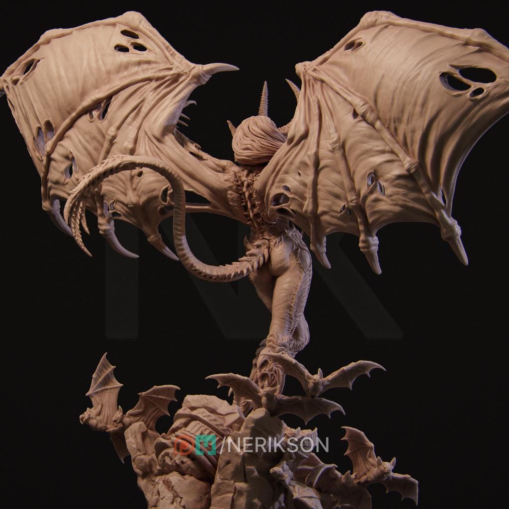 Rylana the Succubus | Female Fantasy Demoness Collectible Miniature Statue | 75mm / 140mm | by Nerikson