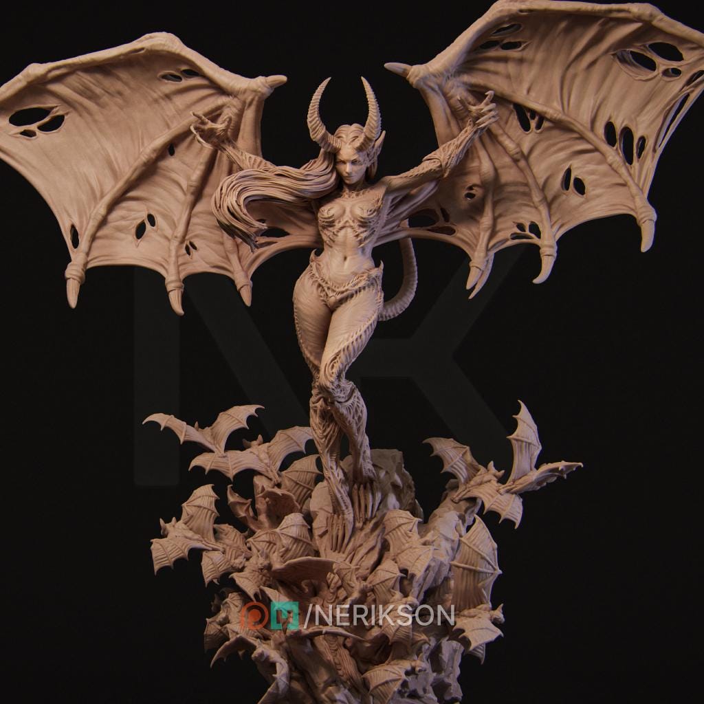 Rylana the Succubus | Female Fantasy Demoness Collectible Miniature Statue | 75mm / 140mm | by Nerikson