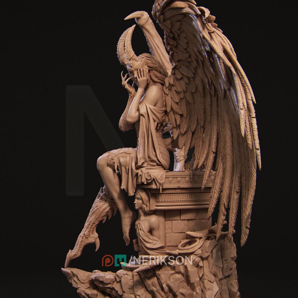 The Face of Evil | Female Fantasy Demoness Collectible Miniature Statue | 75mm / 140mm | by Nerikson