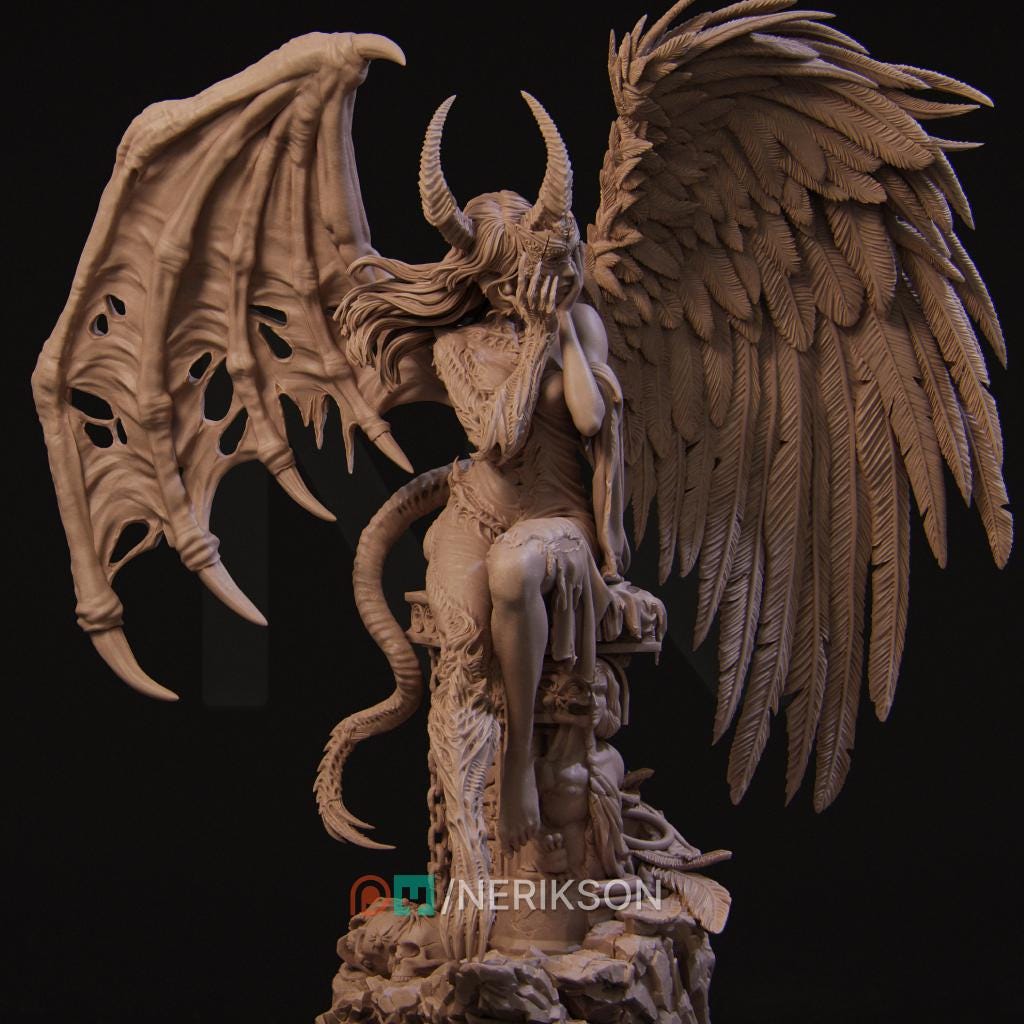 The Face of Evil | Female Fantasy Demoness Collectible Miniature Statue | 75mm / 140mm | by Nerikson