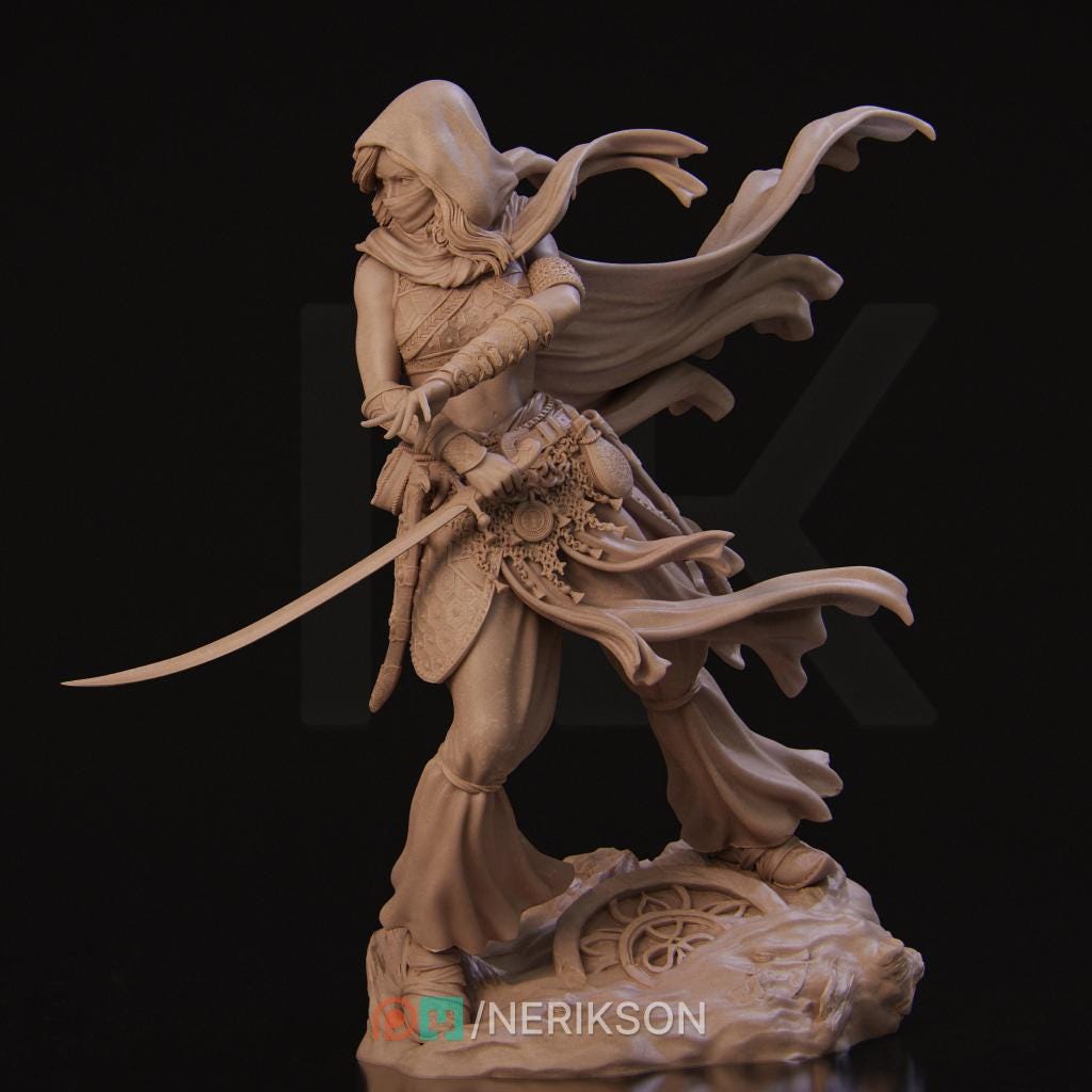 Warrior of the Sands | Female Fantasy Persian Warrior Fighter Collectible Miniature Statue | 75mm / 140mm | by Nerikson