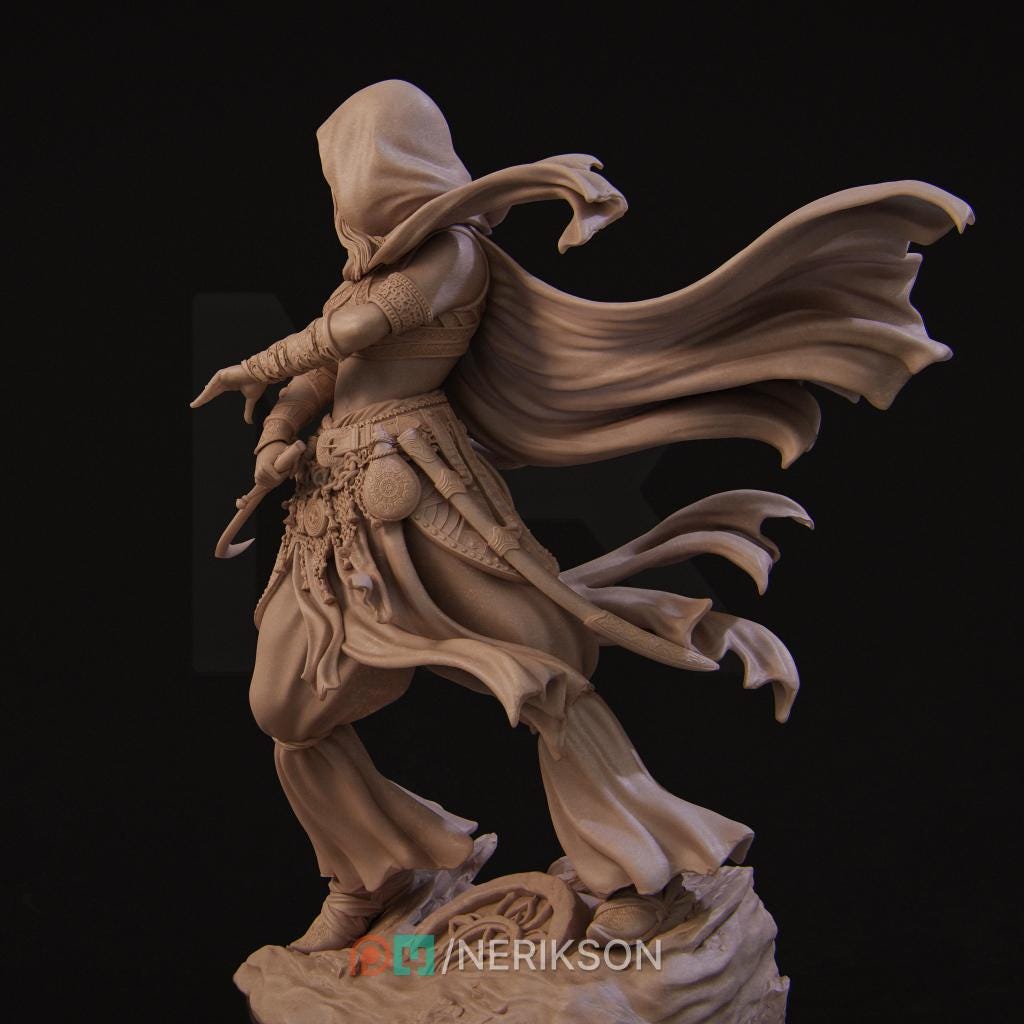 Warrior of the Sands | Female Fantasy Persian Warrior Fighter Collectible Miniature Statue | 75mm / 140mm | by Nerikson