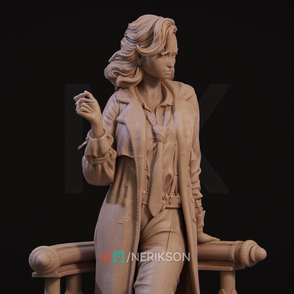 Laura the Detective | Female Noir Lovecraftian Collectible Miniature Statue | 75mm / 140mm | by Nerikson