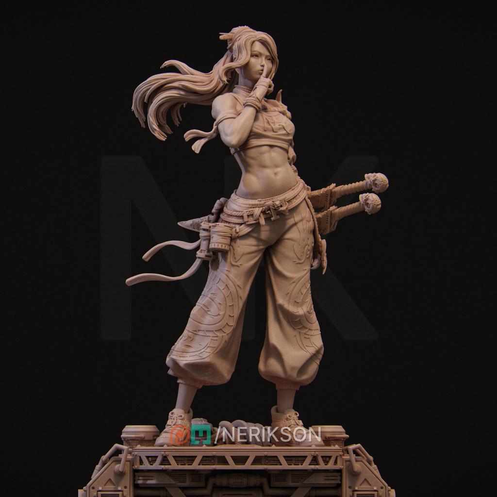 Neo-Nixxi | Cyberpunk Female Ronin Samurai Collectible Miniature Statue | 75mm / 140mm | by Nerikson