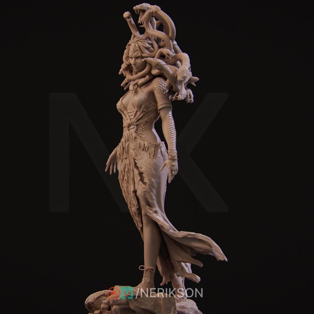 Medusa the Gorgon | Female Greek & Roman Myth Warrior Collectible Miniature Statue | 75mm / 140mm | by Nerikson