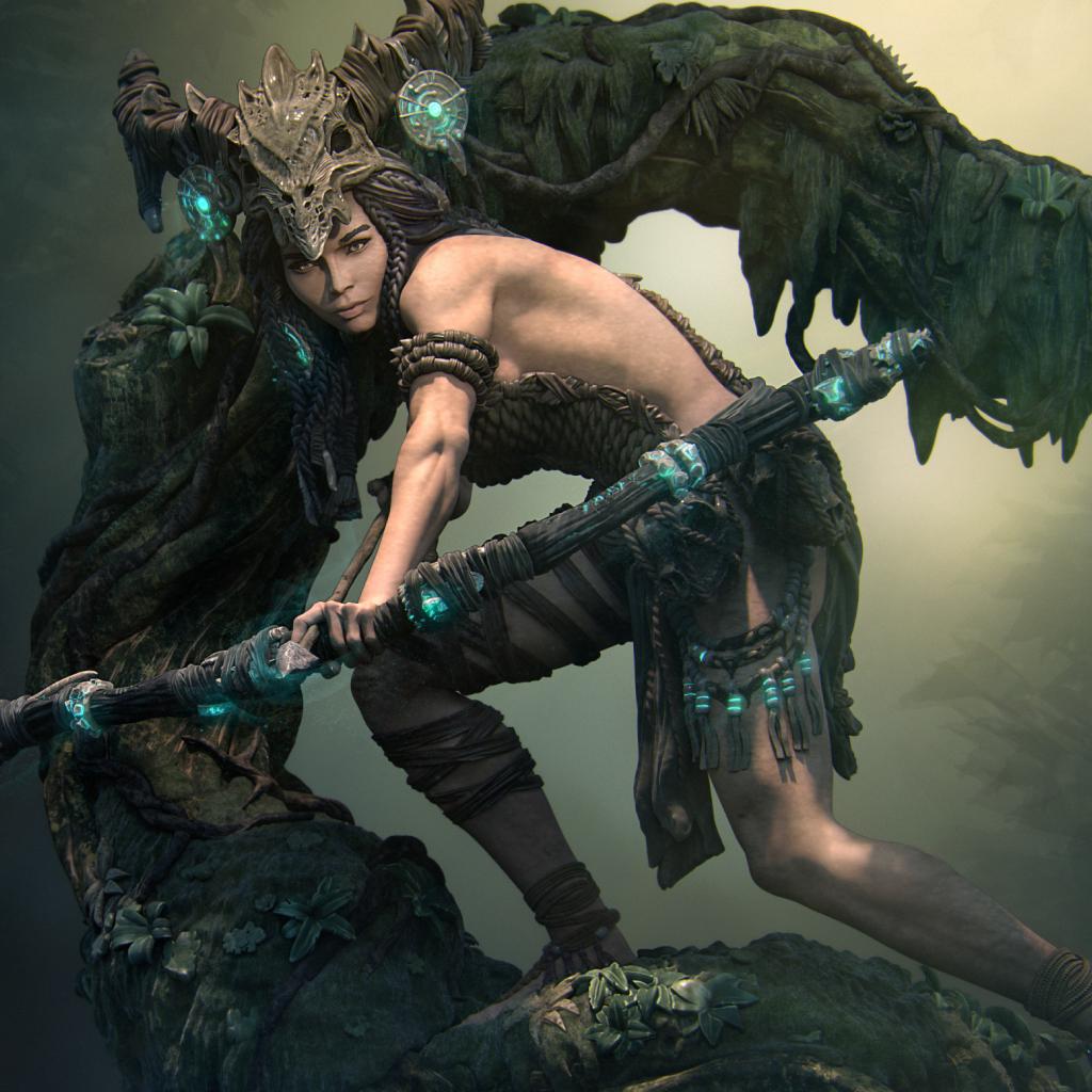 Meabh the Wild Ranger | Female Fantasy Archer Collectible Miniature Statue | 75mm / 140mm | by Nerikson