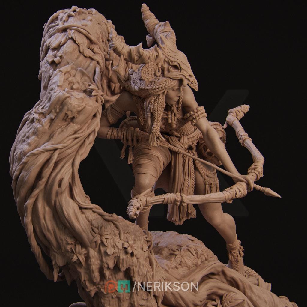 Meabh the Wild Ranger | Female Fantasy Archer Collectible Miniature Statue | 75mm / 140mm | by Nerikson