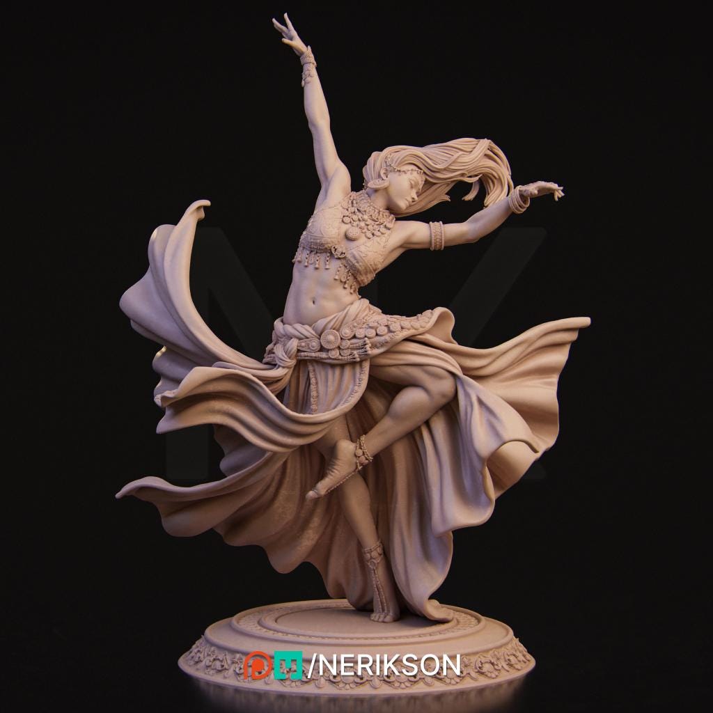 Sound of Night | Female Belly Dancer Collectible Miniature Statue | 75mm / 140mm | by Nerikson