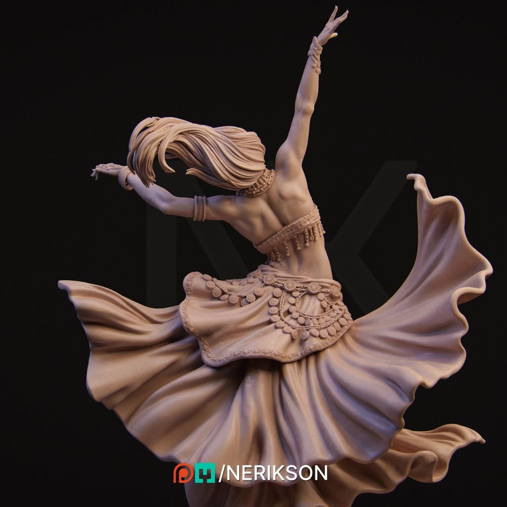 Sound of Night | Female Belly Dancer Collectible Miniature Statue | 75mm / 140mm | by Nerikson