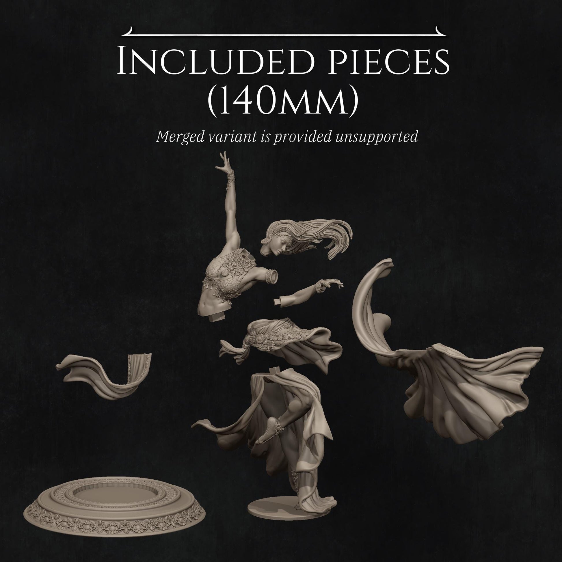 Sound of Night | Female Belly Dancer Collectible Miniature Statue | 75mm / 140mm | by Nerikson