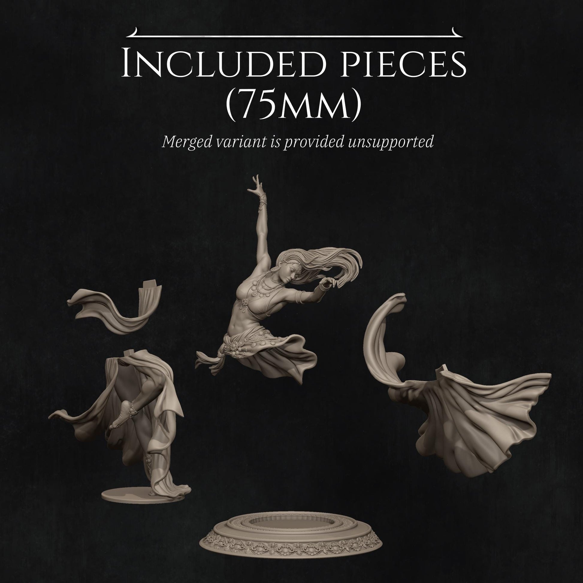 Sound of Night | Female Belly Dancer Collectible Miniature Statue | 75mm / 140mm | by Nerikson