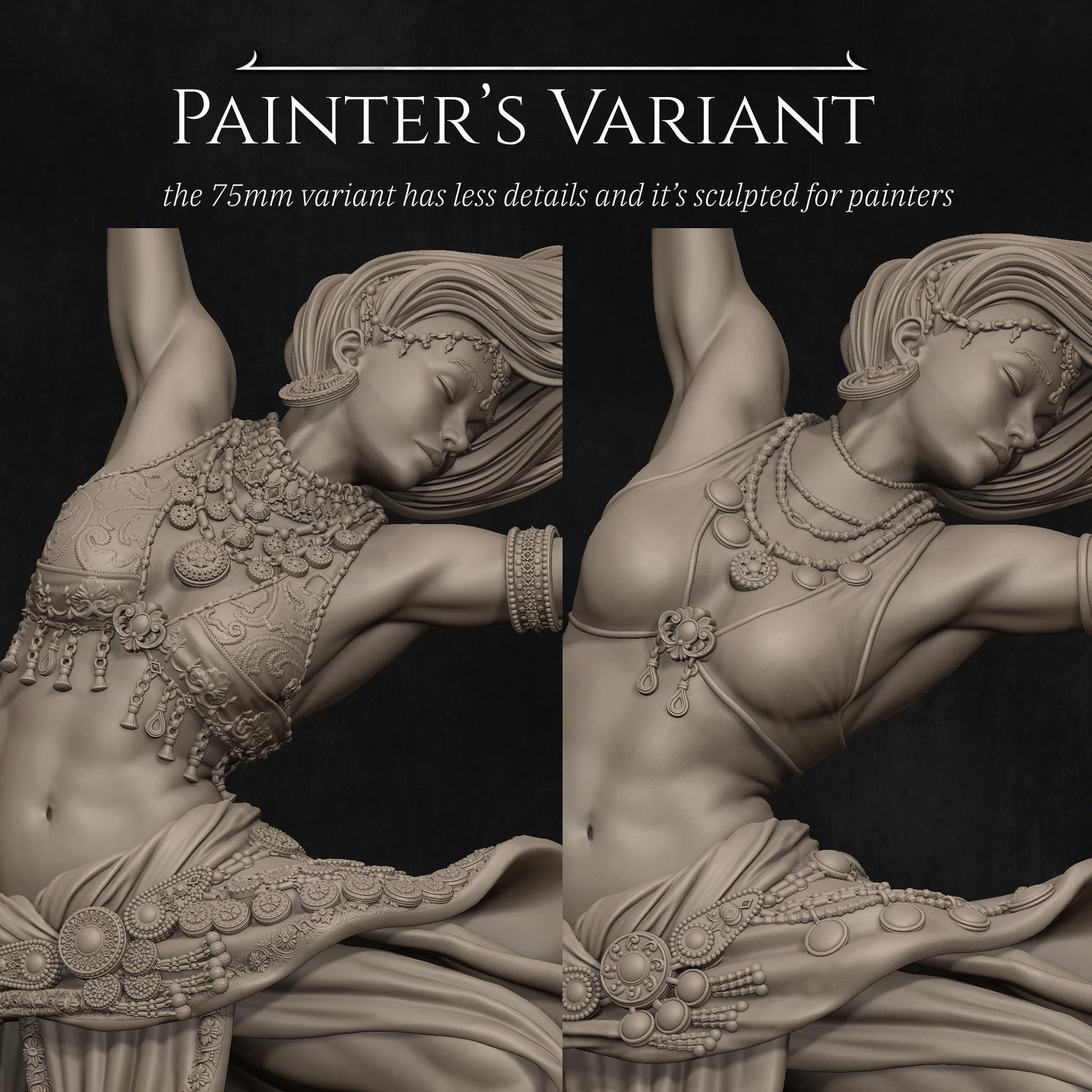 Sound of Night | Female Belly Dancer Collectible Miniature Statue | 75mm / 140mm | by Nerikson