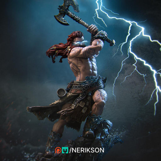 Ivar the Runic Warrior | DnD Norse Mythology Warrior Berserker Collectible Miniature Statue | 75mm / 140mm | by Nerikson