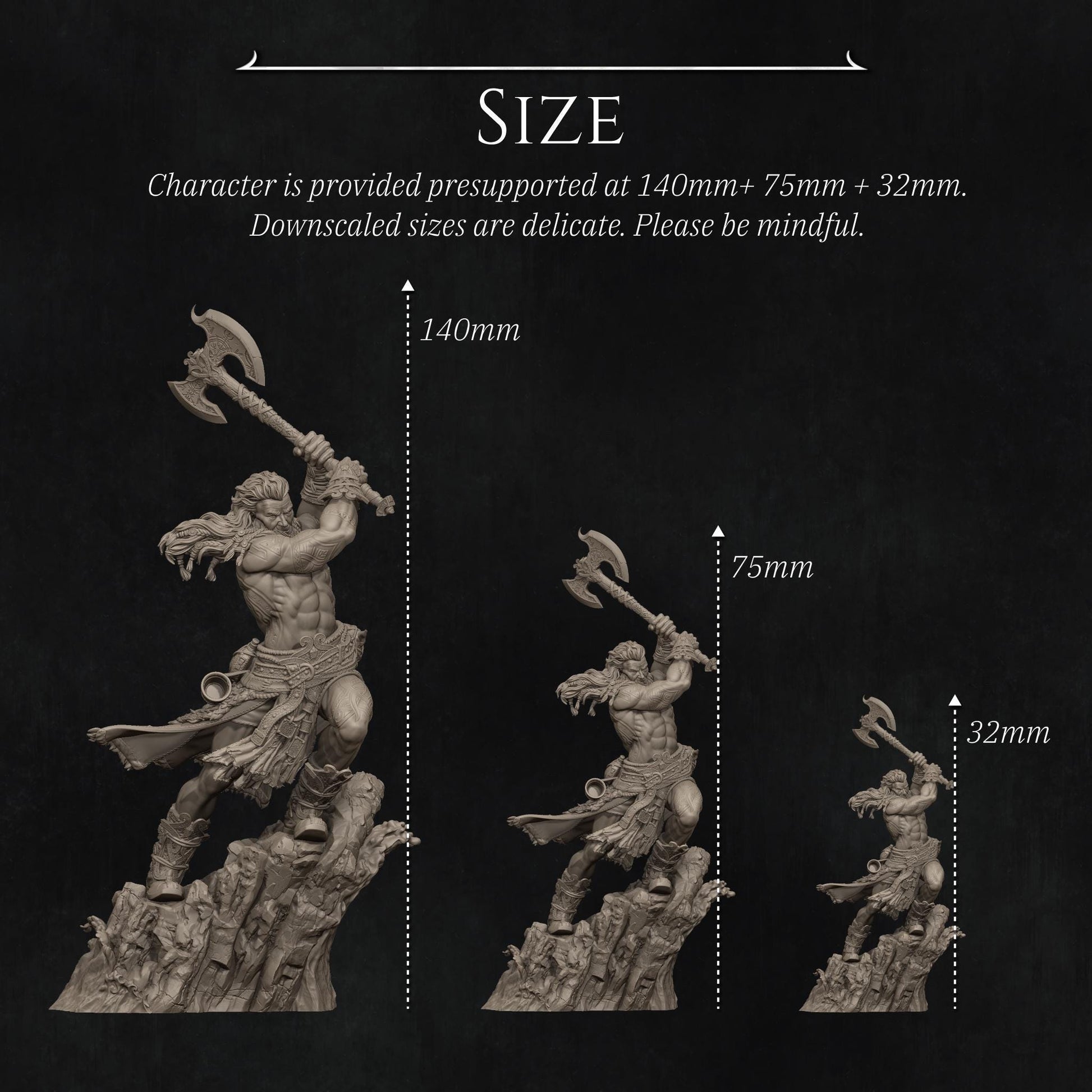 Ivar the Runic Warrior | DnD Norse Mythology Warrior Berserker Collectible Miniature Statue | 75mm / 140mm | by Nerikson