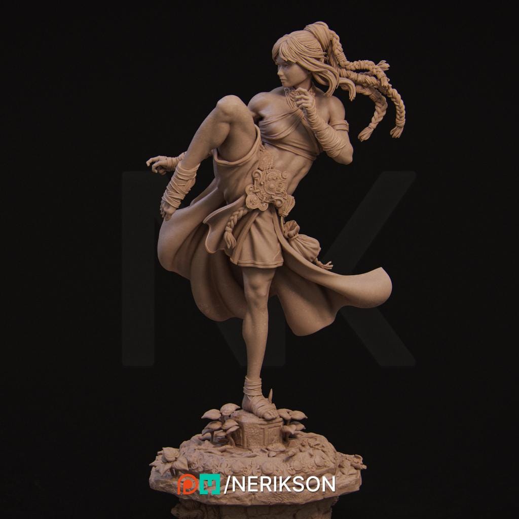 Jingwei the Monk | Female Fighter Collectible Miniature Statue | 75mm / 140mm | by Nerikson