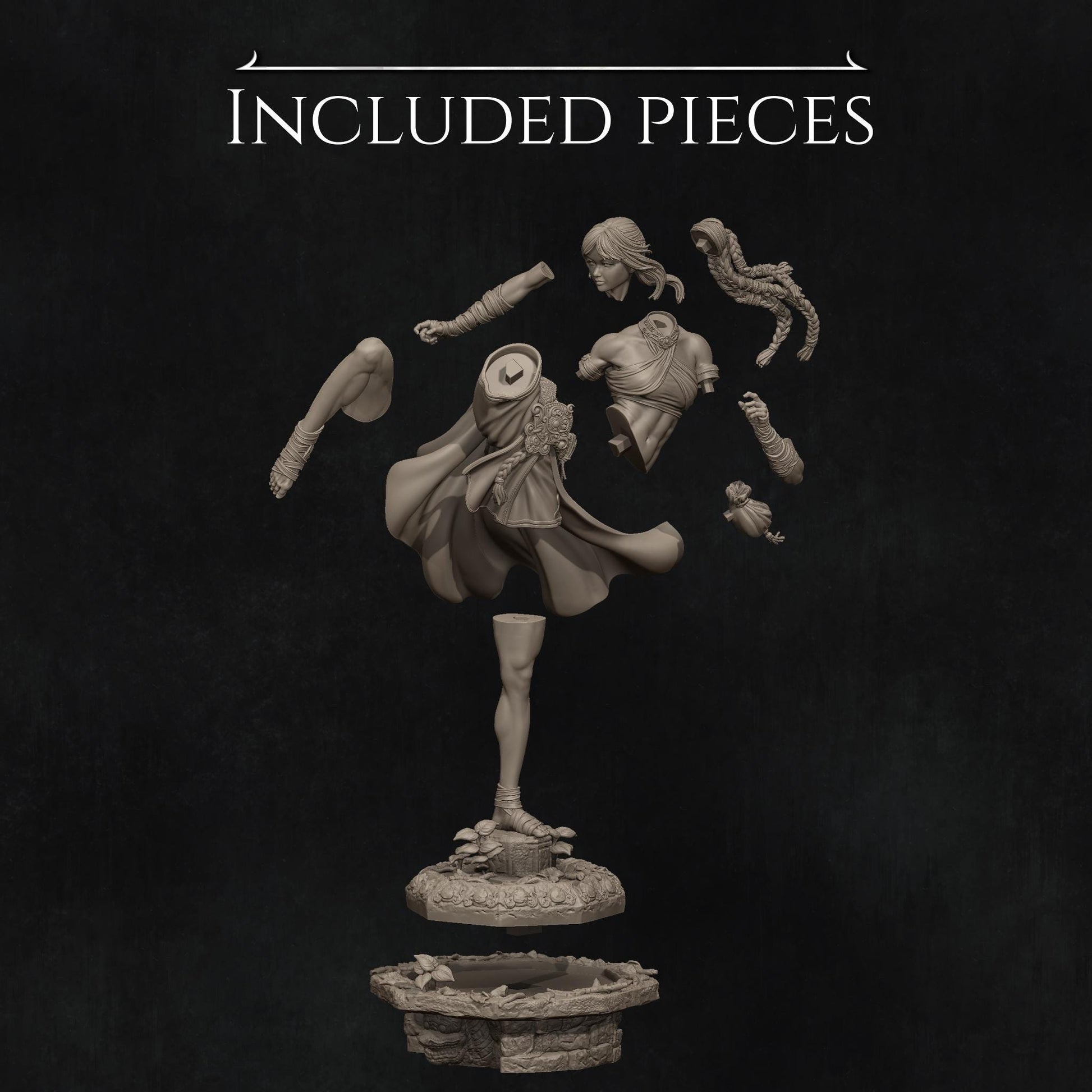 Jingwei the Monk | Female Fighter Collectible Miniature Statue | 75mm / 140mm | by Nerikson