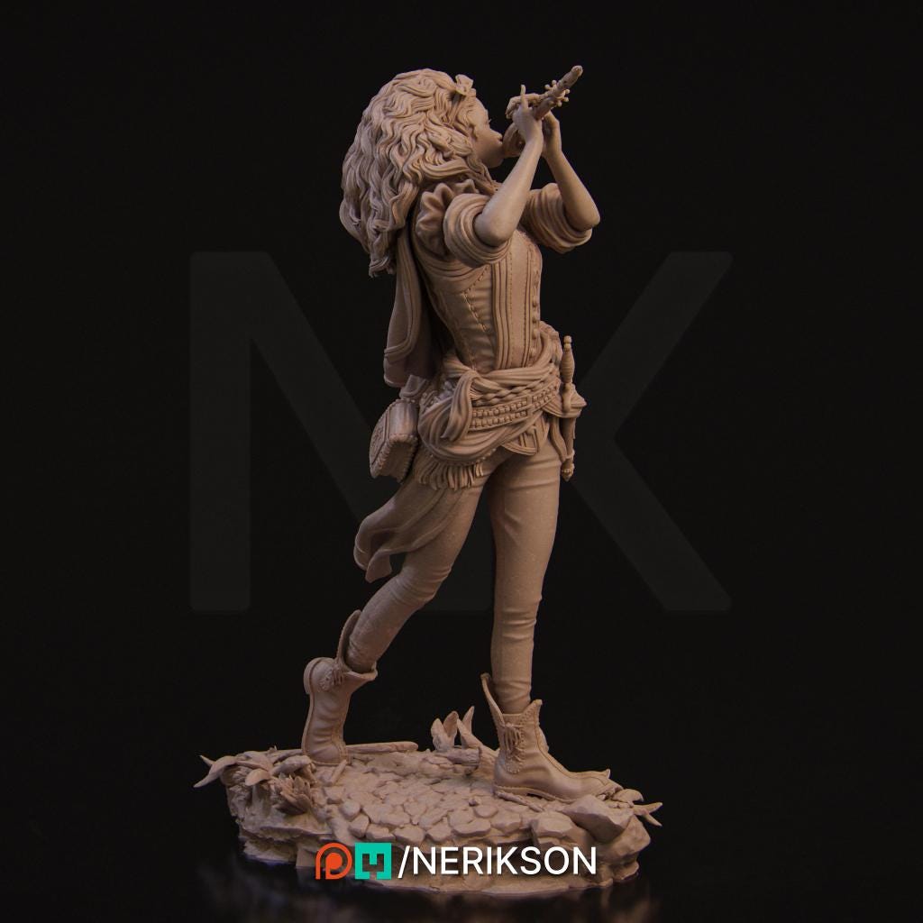 Inithia the Bard | Female Fantasy Collectible Miniature Statue | 75mm / 140mm | by Nerikson