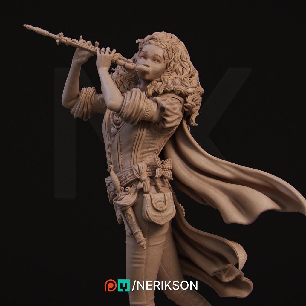 Inithia the Bard | Female Fantasy Collectible Miniature Statue | 75mm / 140mm | by Nerikson