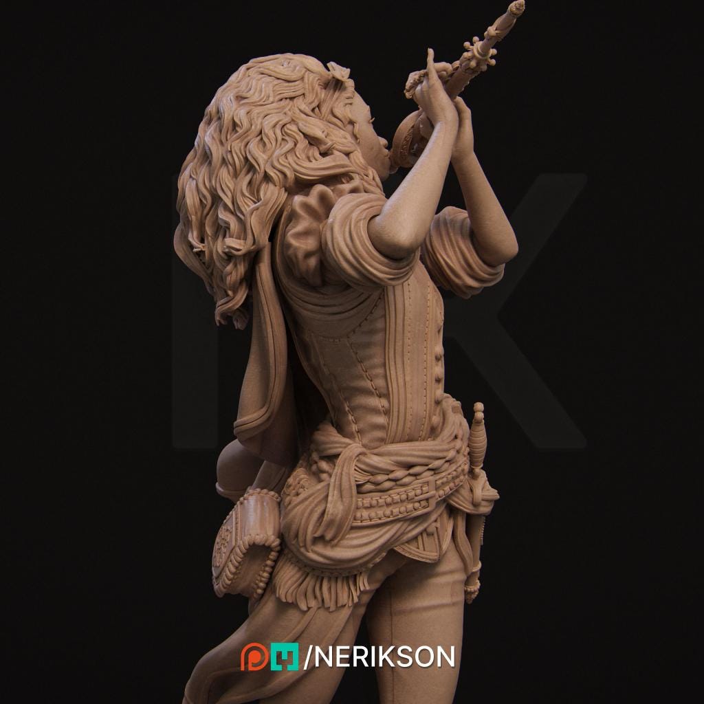 Inithia the Bard | Female Fantasy Collectible Miniature Statue | 75mm / 140mm | by Nerikson