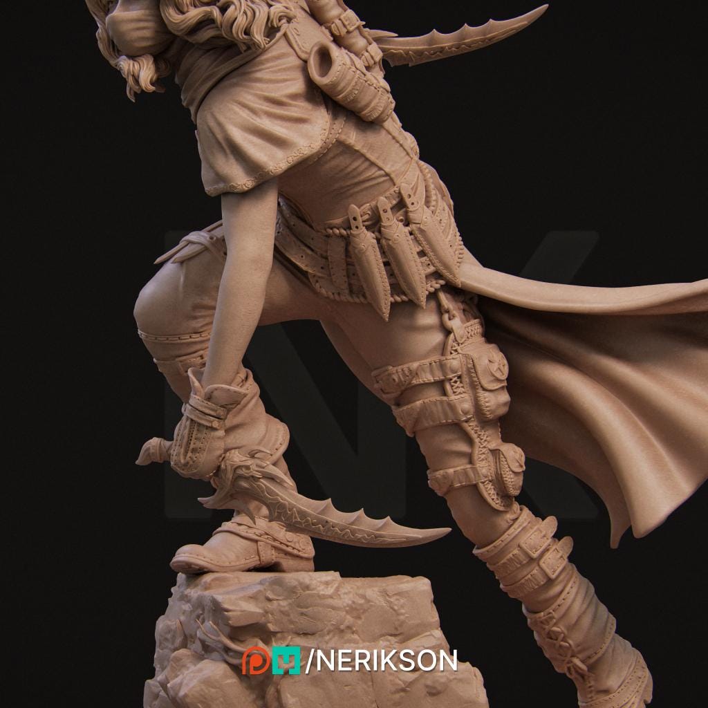 Enika the Assassin | Female Fantasy Rogue Collectible Miniature Statue | 75mm / 140mm | by Nerikson