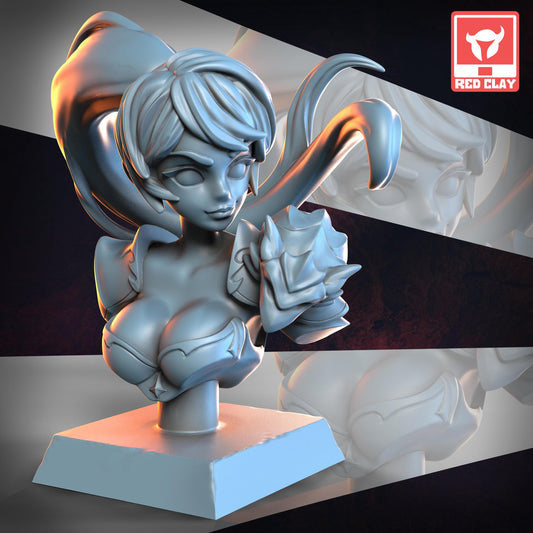 Zary the Dragon Knight bust | Collectible Resin Pinup Miniatures Display Statues | by Red Clay Collectibles