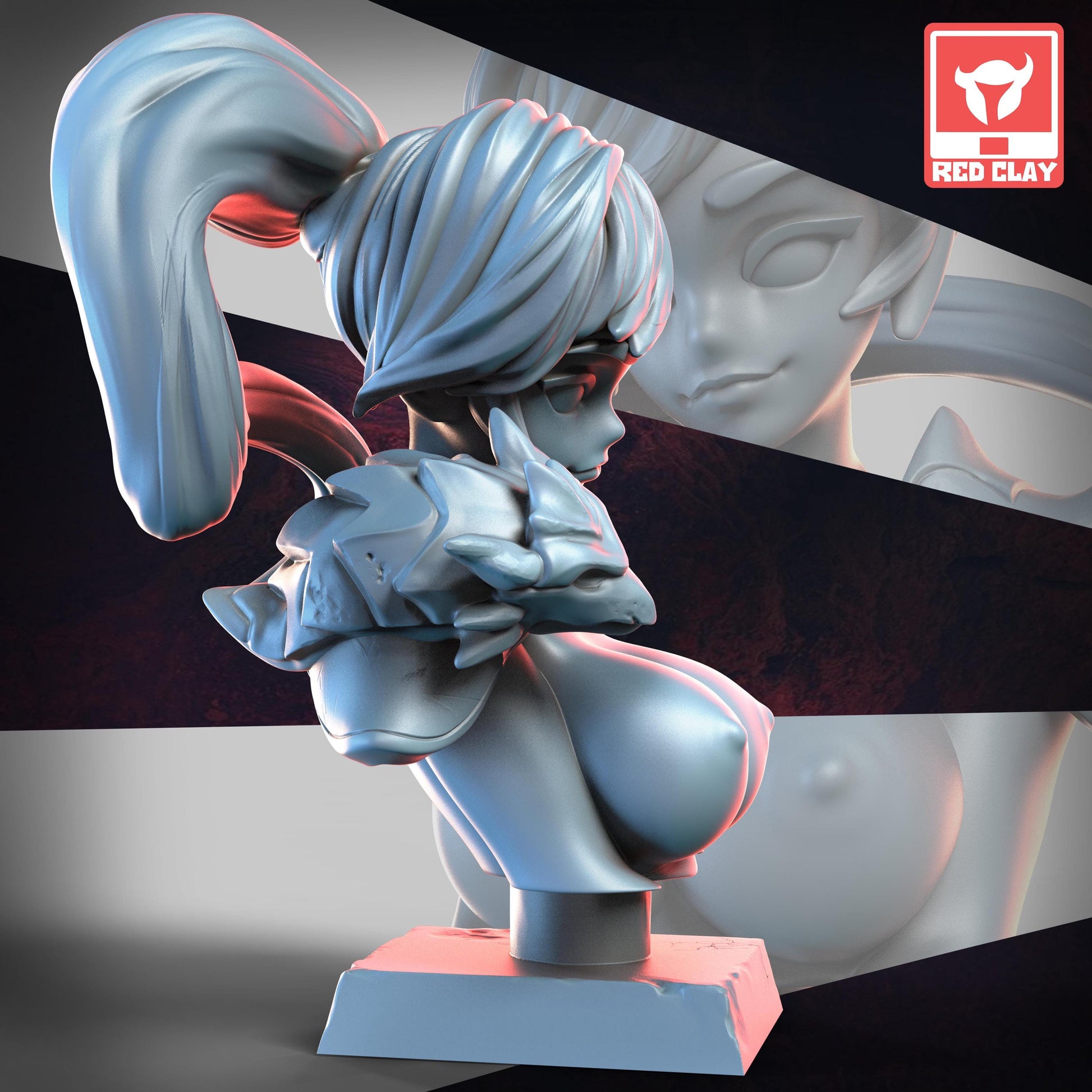 Zary the Dragon Knight bust | Collectible Resin Pinup Miniatures Display Statues | by Red Clay Collectibles