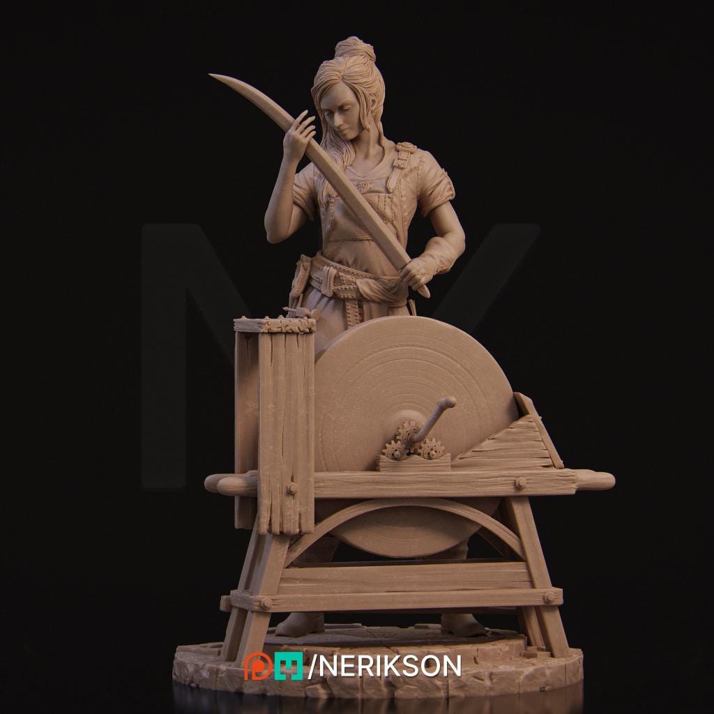 Lara the Blacksmith | Female Fighter Collectible Miniature Statue | 75mm / 140mm | by Nerikson