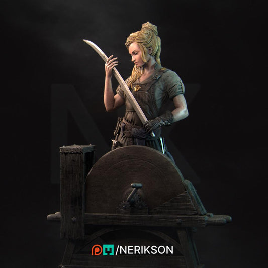 Lara the Blacksmith | Female Fighter Collectible Miniature Statue | 75mm / 140mm | by Nerikson