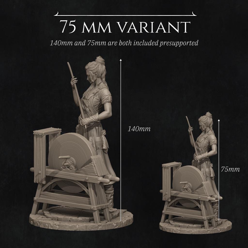 Lara the Blacksmith | Female Fighter Collectible Miniature Statue | 75mm / 140mm | by Nerikson