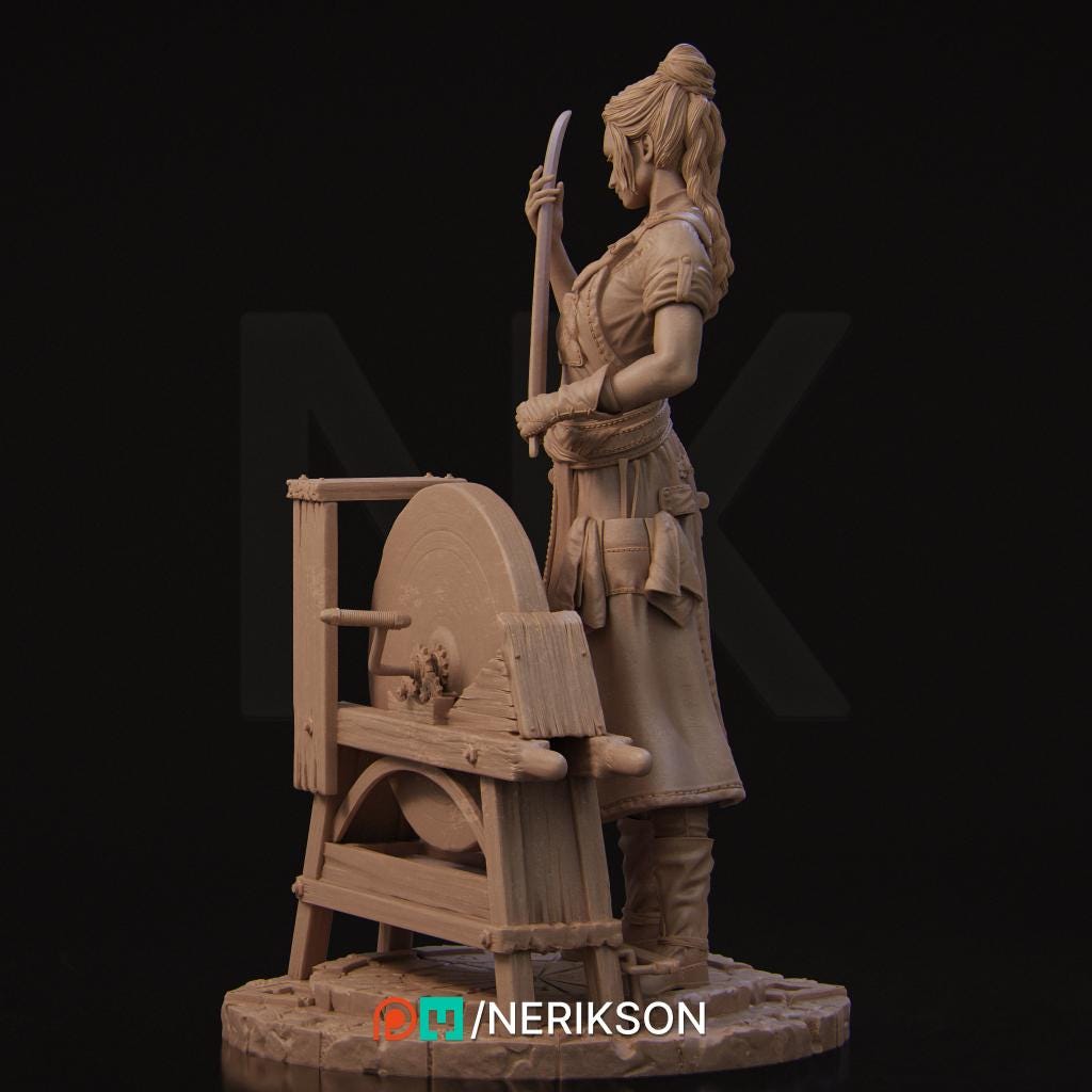 Lara the Blacksmith | Female Fighter Collectible Miniature Statue | 75mm / 140mm | by Nerikson