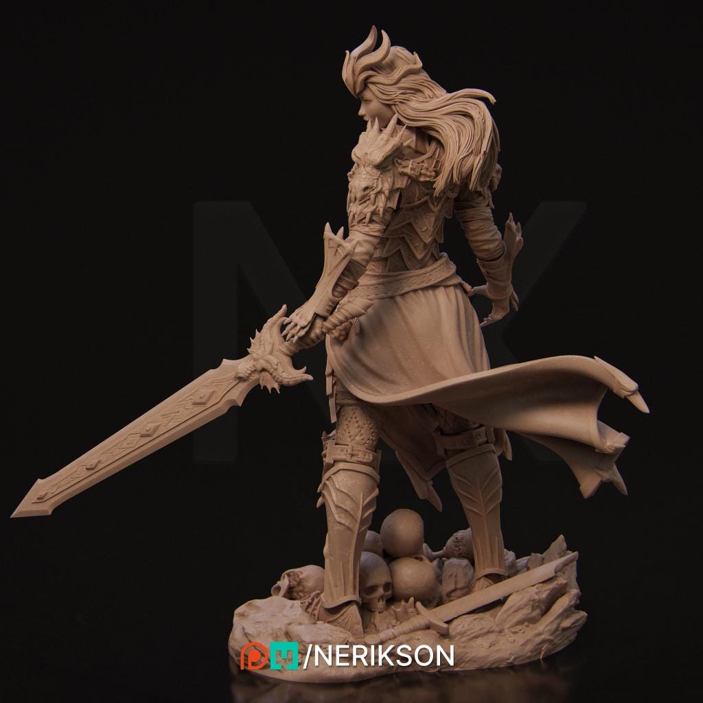 Aleehra | Female Fighter Knight Collectible Miniature Statue | 75mm / 140mm | by Nerikson