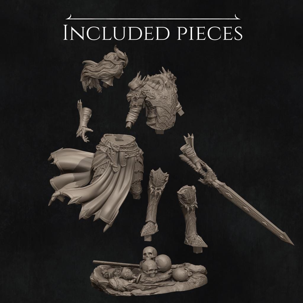 Aleehra | Female Fighter Knight Collectible Miniature Statue | 75mm / 140mm | by Nerikson